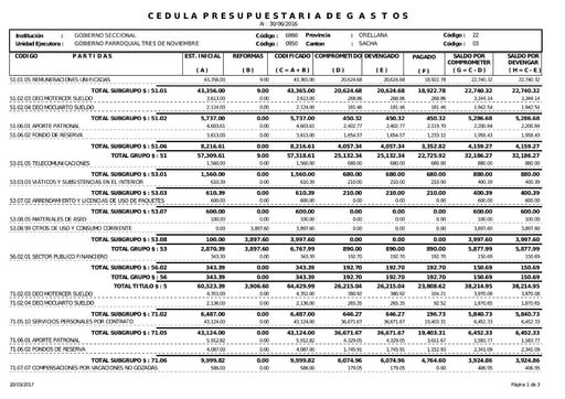 Literal g) Cedula Presupuestaria Gastos 2 Trimestre