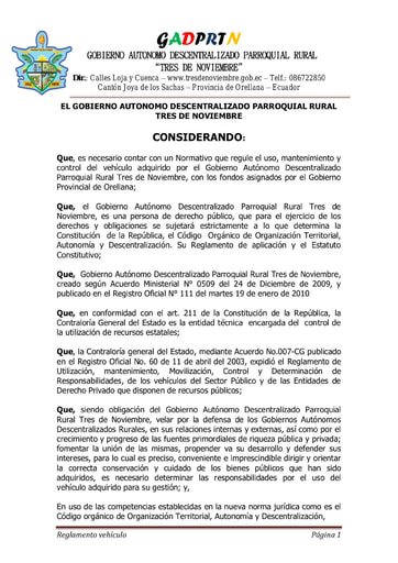 Literal a3) Reglamento para la utilizacion y mantenimiento de los vehiculos