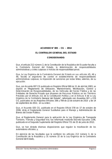 2016 Literal a a2 Reglamento para el Control Vehículos del Sector Público